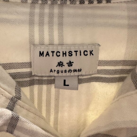 Matchstick | Argus White Plaid Flannel LS Button Up Roll Tab Hem Shirt Womens L - Picture 7 of 9